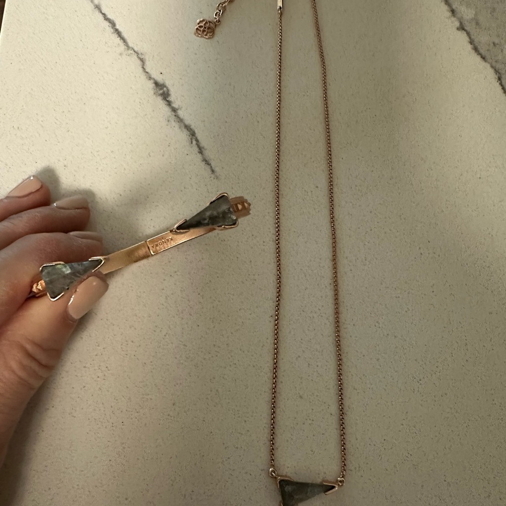 Kendra Scott Rose Gold and Gray Necklace and Bracelet Set